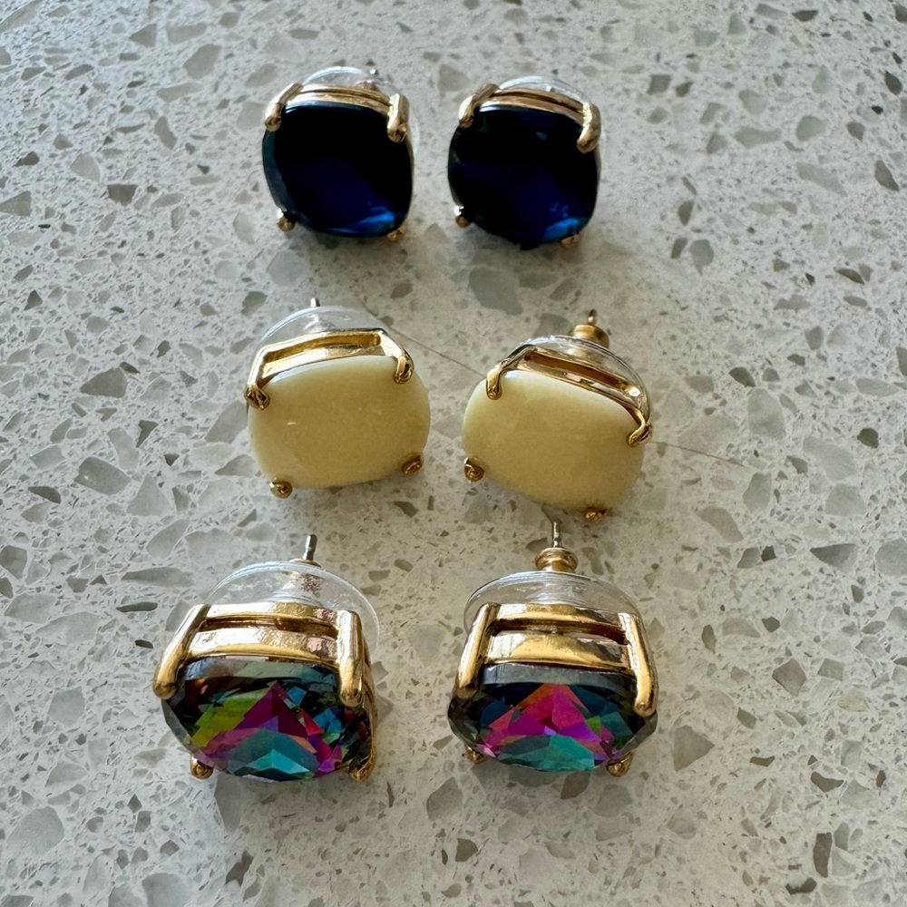 Kate Spade small square studs, 3 pairs